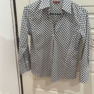 Talbots Black and White Blouse